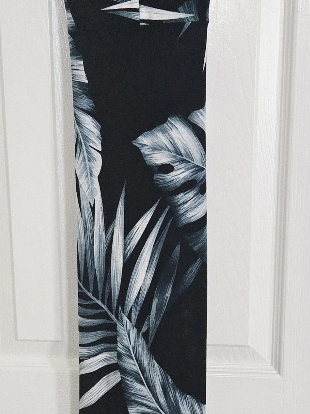 Windsor Black and White Tropical Leaf Curtain Panel